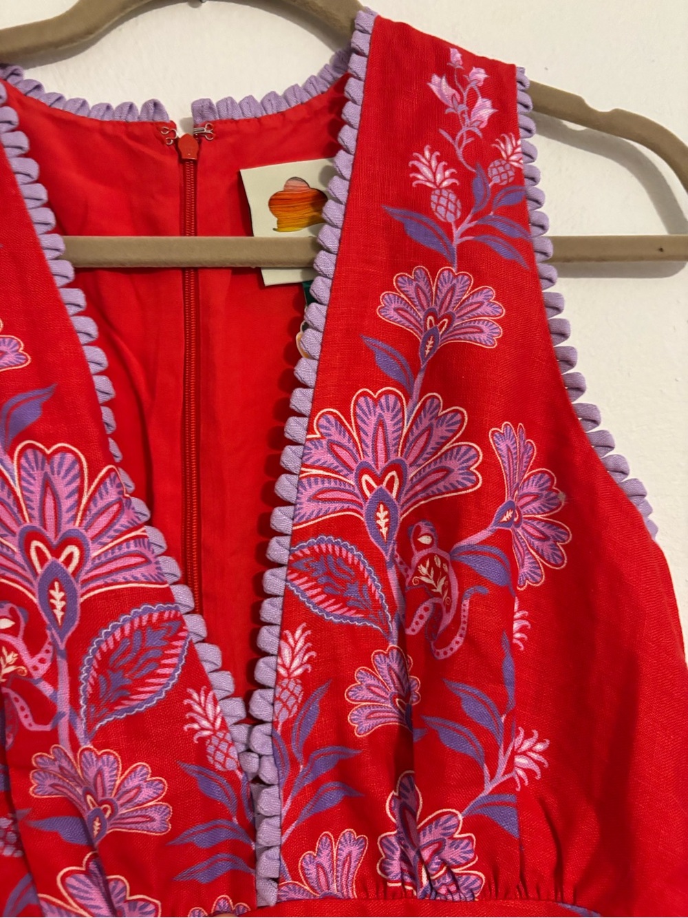 Farm Rio Porcelain Red Midi Dress - Picture 5 of 10